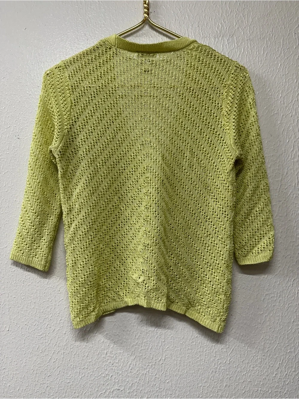 Chicos Light Green Open Knit Button-Front Women's Sweater Cardigan Size 1